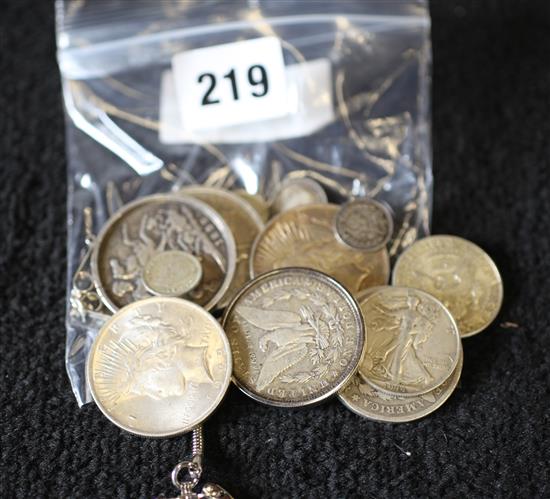 Small bag of various coins